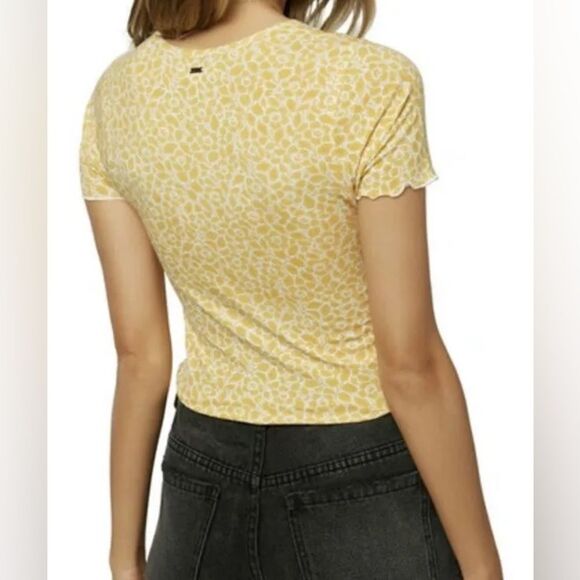 NEW O’Neill Yellow Floral Crop Button Up Size Small NWT - Picture 2 of 11